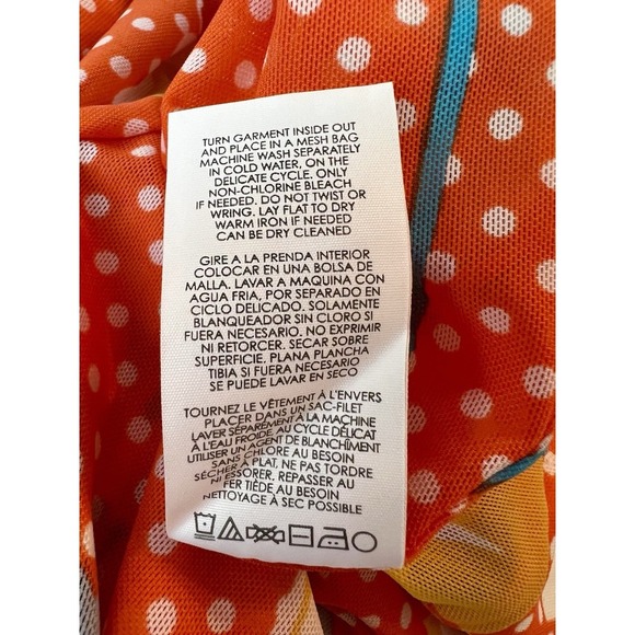 CAbi Polka Dot Floral Retro Pinup Ruffle Wrap Skirt #6199 Size XS Tangerine - Picture 11 of 11